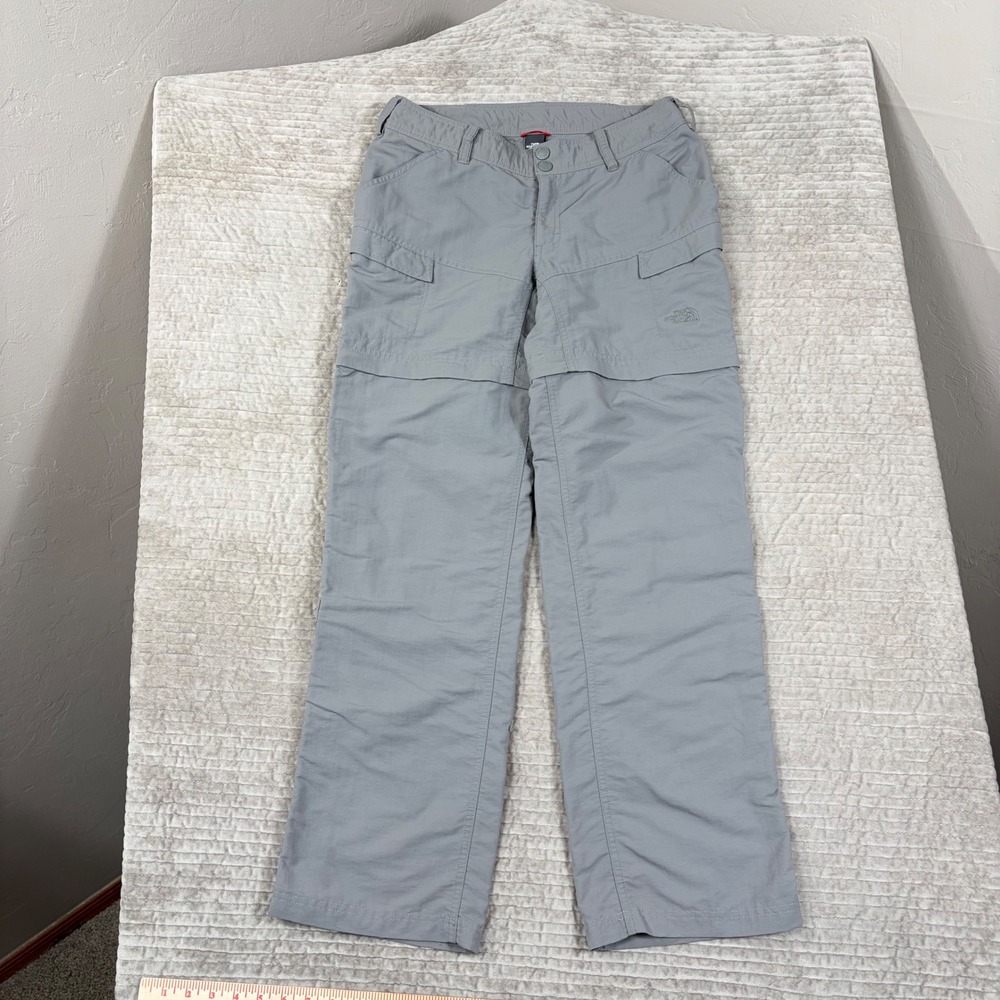 The North Face Womens Gray Convertible Zip Off Cargo Hiking Pants Size 8 Regular